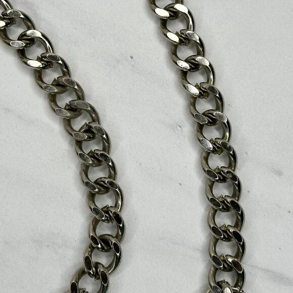 Chunky Draped Charm Chain Belt Silver Tone Y2K Festival One Size ✨ - Picture 8 of 16